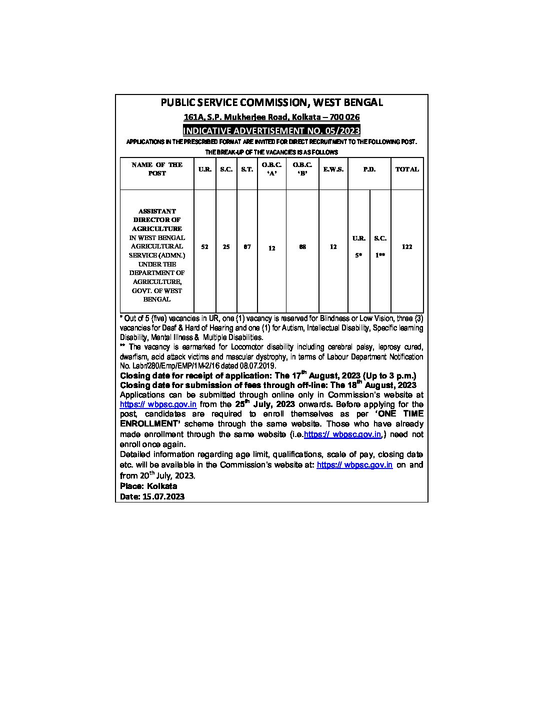 WBPSC Result 2019 - Miscellaneous Service, Assistant Professor, Agriculture Marketing Officer Posts