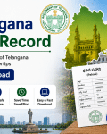 Telangana Land Record Download Online: Check Land Details, ROR & Property Records via Bhu Bharati Promotional banner for Telangana Land Record download with map, government seal, and download button.