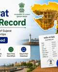 Gujarat Land Record Download Online: Check AnyRoR, 7/12, 8A & Land Records Online Promotional banner for Gujarat Land Record app with a prominent Download button and government seals.