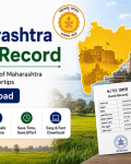 Maharashtra Land Record Download Online: Check 7/12 Extract, 8A Record & Property Details via Mahabhulekh Promotional banner for Maharashtra Land Record download with a map of Maharashtra, official seal, and a large Download button on a grassy background.