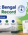 West Bengal Land Record Download Online: Check Khatian, Plot Information & RoR via Banglarbhumi Promotional banner for West Bengal Land Record download with map silhouette, stamp, and download button